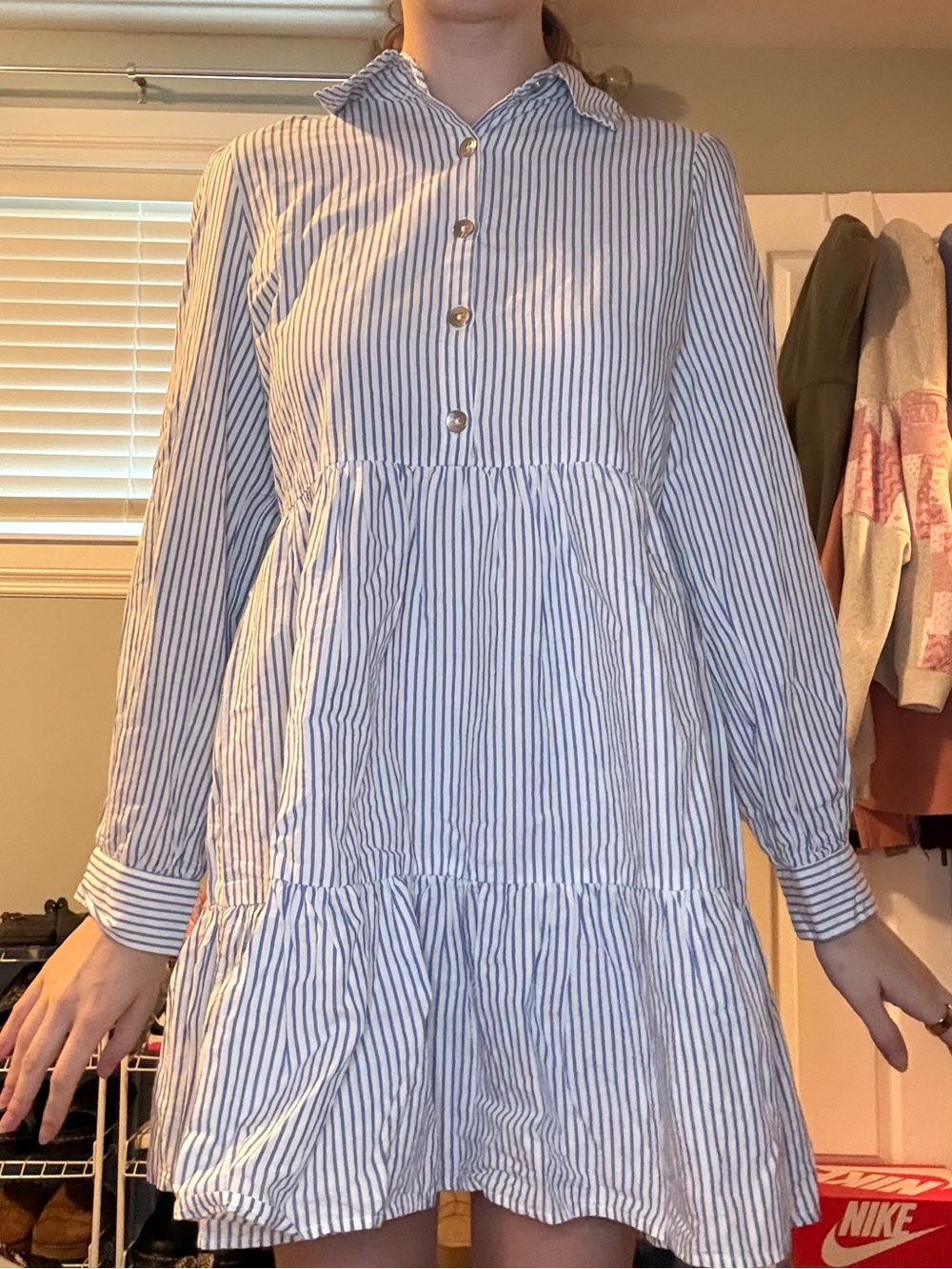 Buffalo David Bittom Striped Blue & White Shirt Dress size small